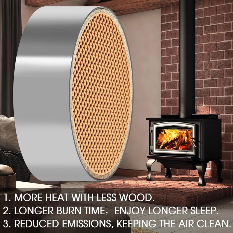 CLLOMAGY Hearth Wood Stove Catalytic Combustor Replacement for Dutchwest 2460 2461 2462 Englander Dovre,6"x2" Ceramic Wood Stove Catalytic Converter for Longer Burn Time Save 1/3 Firewood Activate Higher Temp - Image 4