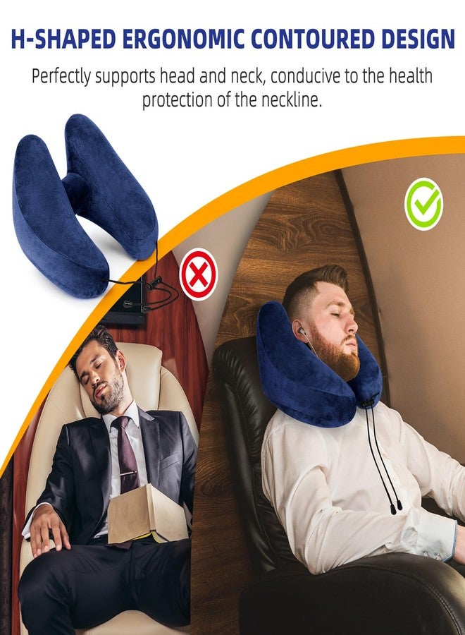 Rewondah Inflatable Travel Pillow, H-Shape Inflatable Neck Pillow for Traveling on Plane, Washable Cover Travel Pillow Airplane Pillow for Neck Support, Blow up Neck Pillows for Air Travel - Image 2