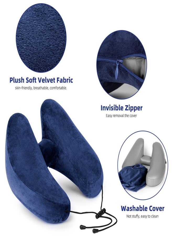 Rewondah Inflatable Travel Pillow, H-Shape Inflatable Neck Pillow for Traveling on Plane, Washable Cover Travel Pillow Airplane Pillow for Neck Support, Blow up Neck Pillows for Air Travel - Image 3