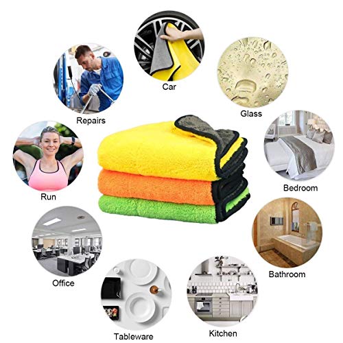 HSR Car Accessices Cleaning 800 Gsm Microfiber Towel For Car Cleaning And Detailing - Dual Sided, Extra Thick Plush Microfiber Cloth - 40Cm X 40Cm (Pack Of 4), Multicolor - Image 4