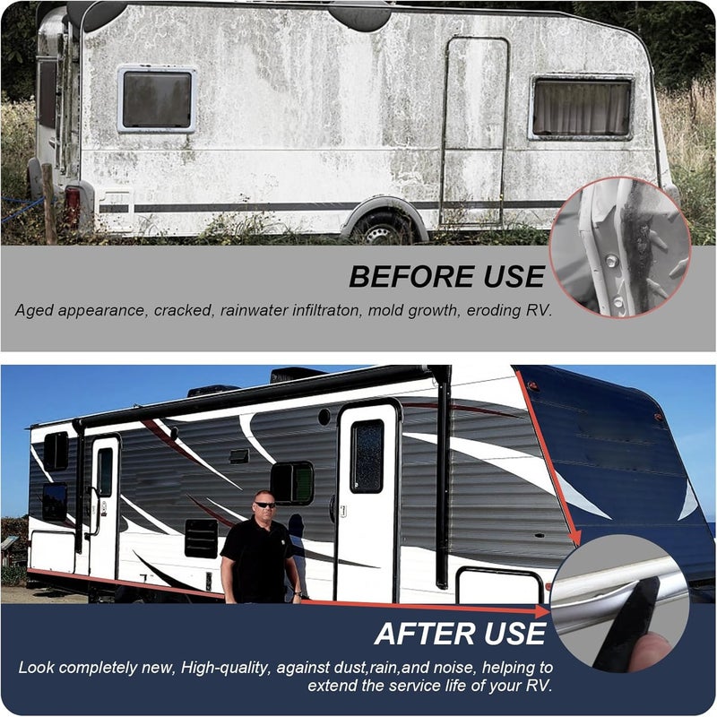 Podoy 1" RV Vinyl Trim Insert 100 FT with 12 Screws - White RV Corner Trim Molding for Camper Travel Trailer - Image 4