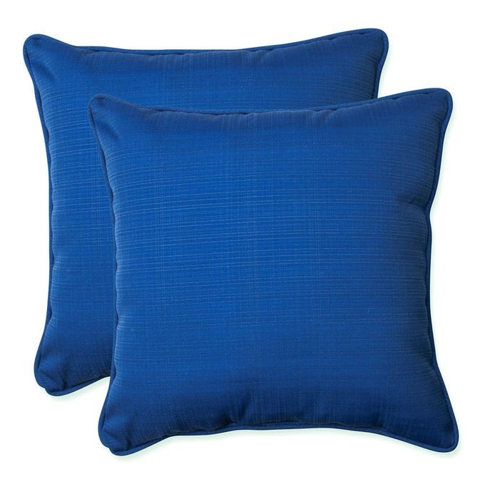 FRESCO SOLID INDOOROUTDOOR THROW PILLOW PLUSH FILL WEATHER AND FADE RESISTANT THROW 185 X 185 BLUE 2 COUNT