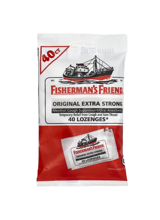 FISHERMAN'S FRIEND Fisherman's Friend, Menthol Cough Suppressant/ Oral Anesthetic Lozenges, Original Extra Strong, 40 Lozenges  - Image 1