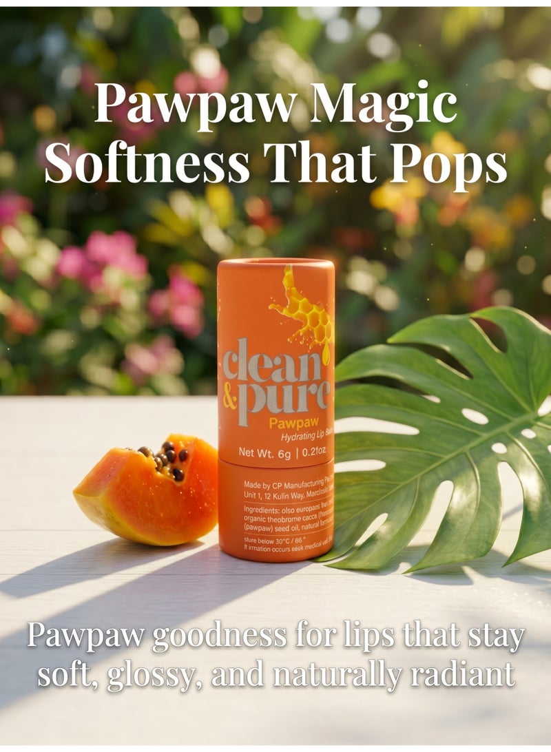 Clean & Pure Pawpaw Lip Balm – 100% Natural with Pawpaw & Olive Oil, Hydrates, Soothes & Repairs Dry Lips, 6g - Image 2