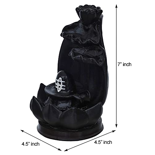 Webelkart Polyresin Shivling Backflow Smoke Incense Holder/Smoke Fountain for Home with Free10 Scented Incense Cones| Shiva Smoke Fountain (Black,7 Inches)(Conical) - Image 4