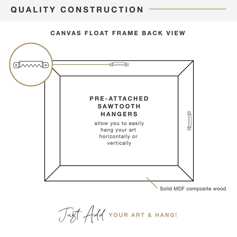 MCS Canvas Float Frames 11x14 Frame, Black Frame for Finished Canvases, Vertical & Horizontal Wall Hanging Large Frame with Adhesive for Canvas Paintings (1-Pack) - Image 5