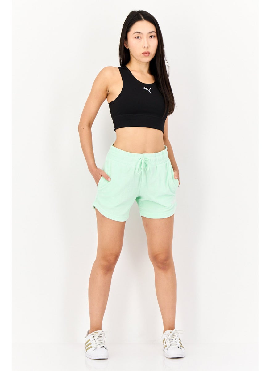PUMA Women Sportswear Fit Embroidered Logo Pull-On Short, Lime  - Image 4