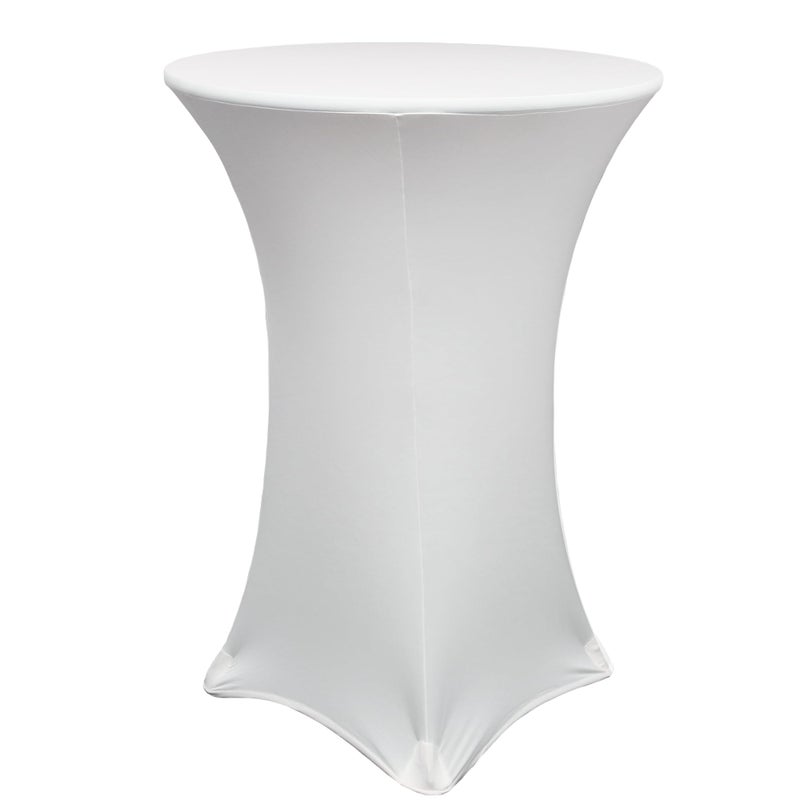 Your Chair Covers YOUR CHAIR COVERS  30 D x 42 H Highboy Cocktail Round Stretch Spandex Table Cover  White Fitted Elastic Tablecloth for Round Tables Outdoor Party DJ Tradeshow Banquet Vendor Wedding 