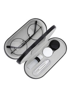 KASTWAVE Double Eyeglass Case, KASTWAVE Contact Lens Case with Mirror Tweezers Remover, 2 in 1 Double Sided Portable Contact Lens Box Holder Container Soak Storage Kit Sunglasses Pouch for Men & Women  - Image 1