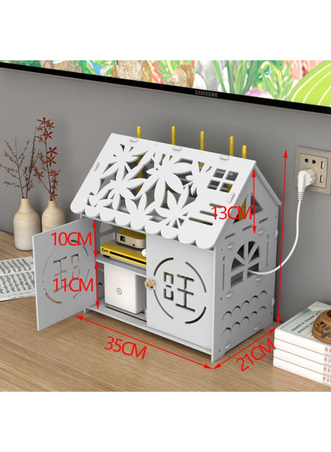 Router Storage Box Wireless WIFI Wire Collection Box Wire Board Storage Box Living Room Set Top Box Rack Punch-Free-Color:Large Size With Double Doors From Wangwang To Home - Placed On The Countertop