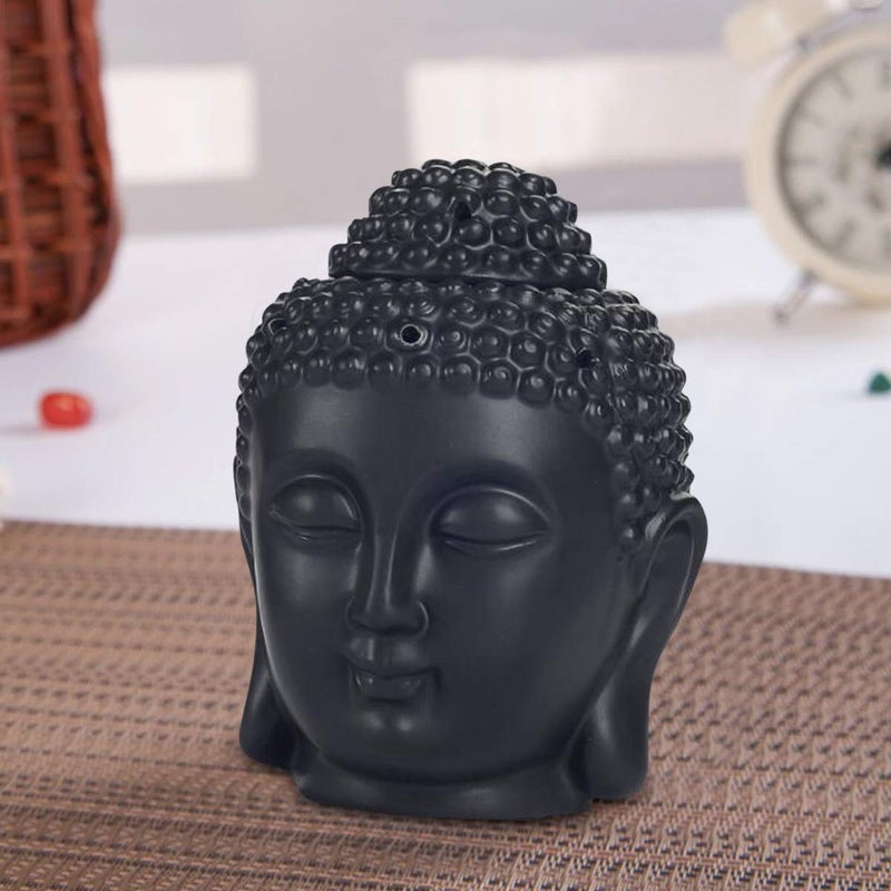 Aatiutik Aatiutik Ceramic Black Tlight Buddha Aroma Diffuser Night Lamp Light with 2 Sandalwood Aroma Oil 10ml Each for Home Office Hotel Spa - Image 2