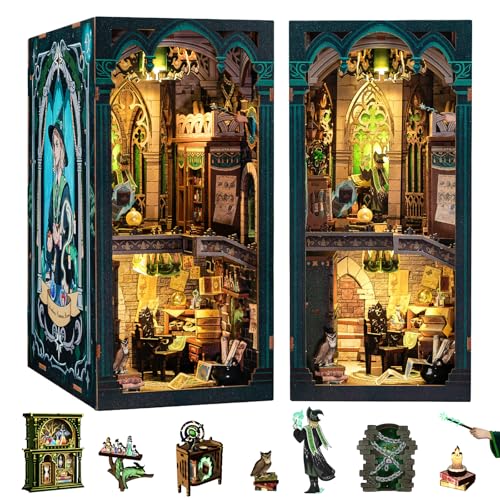 CUTEBEE Book Nook Kit DIY Booknook Miniature House Tiny House 3D Wooden Puzzle Dollhouse Kit for Adults and Teens Bookshelf Insert Decor DIY Craft Gift Model Build - Image 1