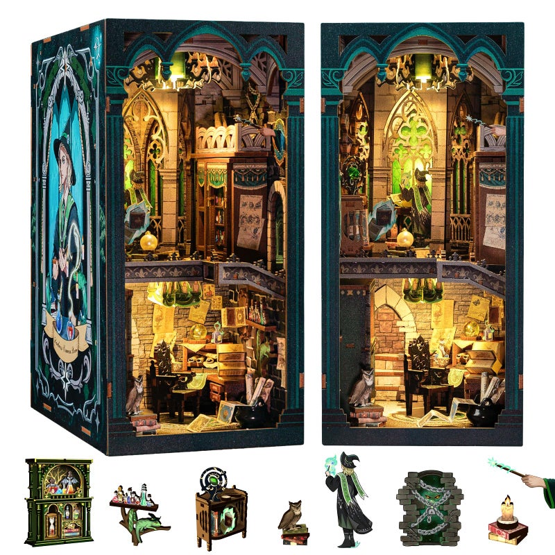 CUTEBEE Book Nook Kit DIY Booknook Miniature House Tiny House 3D Wooden Puzzle Dollhouse Kit for Adults and Teens Bookshelf Insert Decor DIY Craft Gift Model Build - Image 2