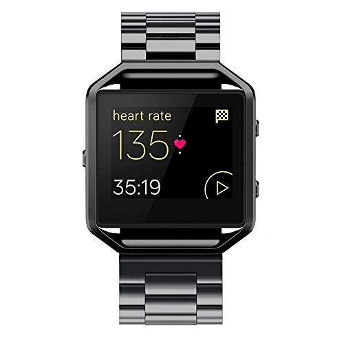 Simpeak Women Men Stainless Steel Metal Band Strap with Stailess Steel Frame Compatible with Fitbit Blaze, Match Link Removal Tool, Black - Image 4