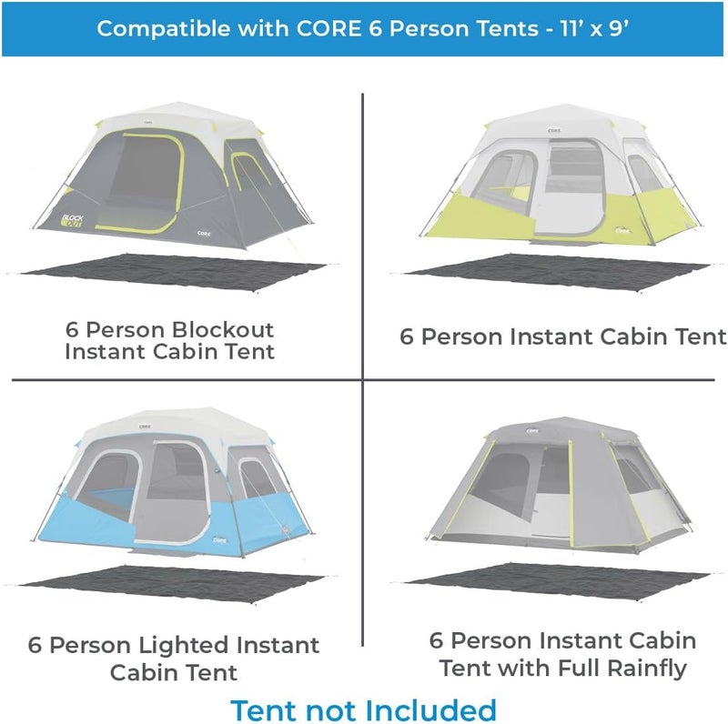 Core Outdoor Tent Footprints | Perfect Tarp Camping Accessories for Easy Camp Setup (6 Person Tents - 11' x 9') - Image 2