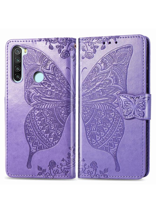 The Bros Case For Xiaomi Redmi Note 8 Butterfly Love Flower Embossed Horizontal Flip Leather Case with Bracket / Card Slot / Wallet / Lanyard