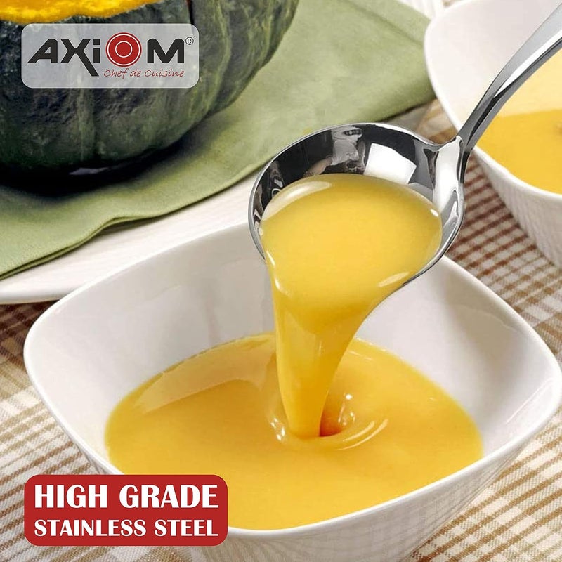 Axiom AXIOM Stainless Steel Serving Tools 4 Piece Heavy Gauge NonStick Set Of 1 Soup Ladle Karchi 2 Solid Spoon Chamcha And 1 Rice Spoon For Serving SoupCurryDalRicePasta 23 Centimeters - Image 4