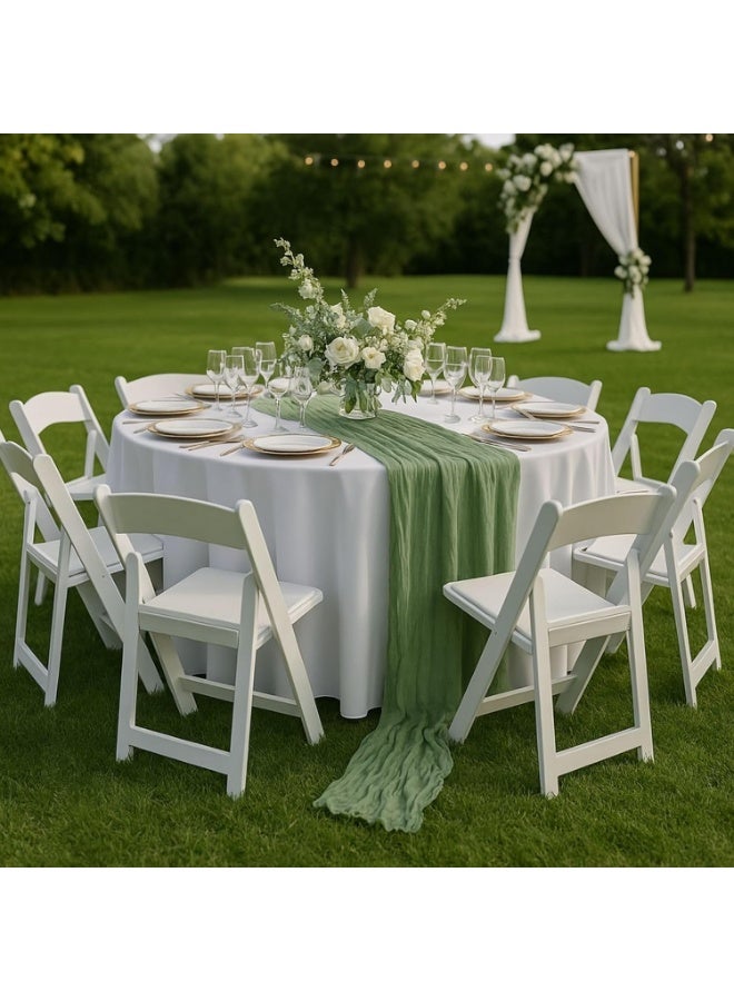 RATSAW 90 x 400 cm Cheesecloth Table Runner Rustic Boho Cheese Cloth Table Runner for Wedding Baby Shower Bridal Shower Sheer Gauze Centerpiece Spring Home Decorations Green - Image 4