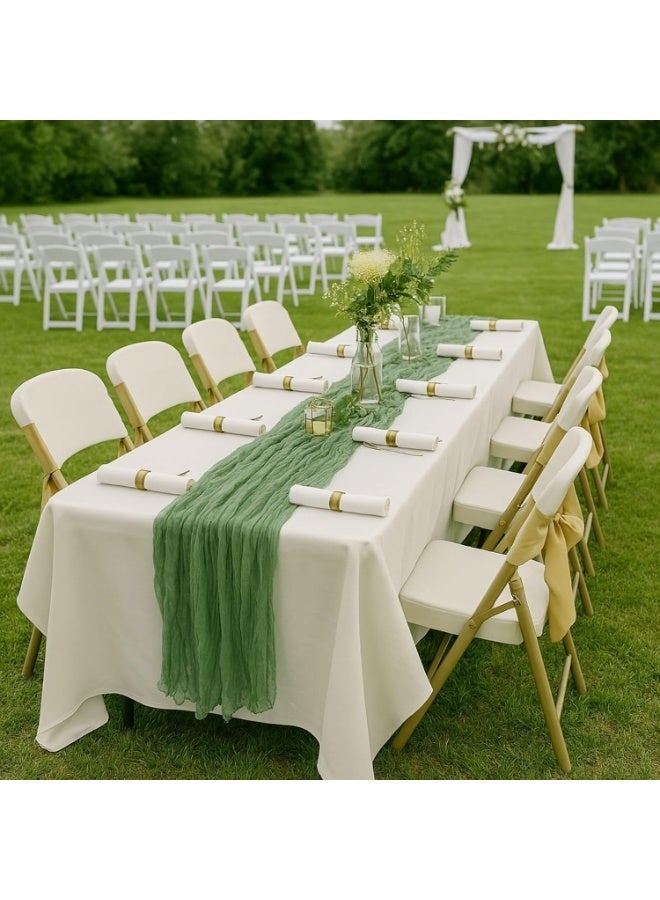 RATSAW 90 x 400 cm Cheesecloth Table Runner Rustic Boho Cheese Cloth Table Runner for Wedding Baby Shower Bridal Shower Sheer Gauze Centerpiece Spring Home Decorations Green - Image 2