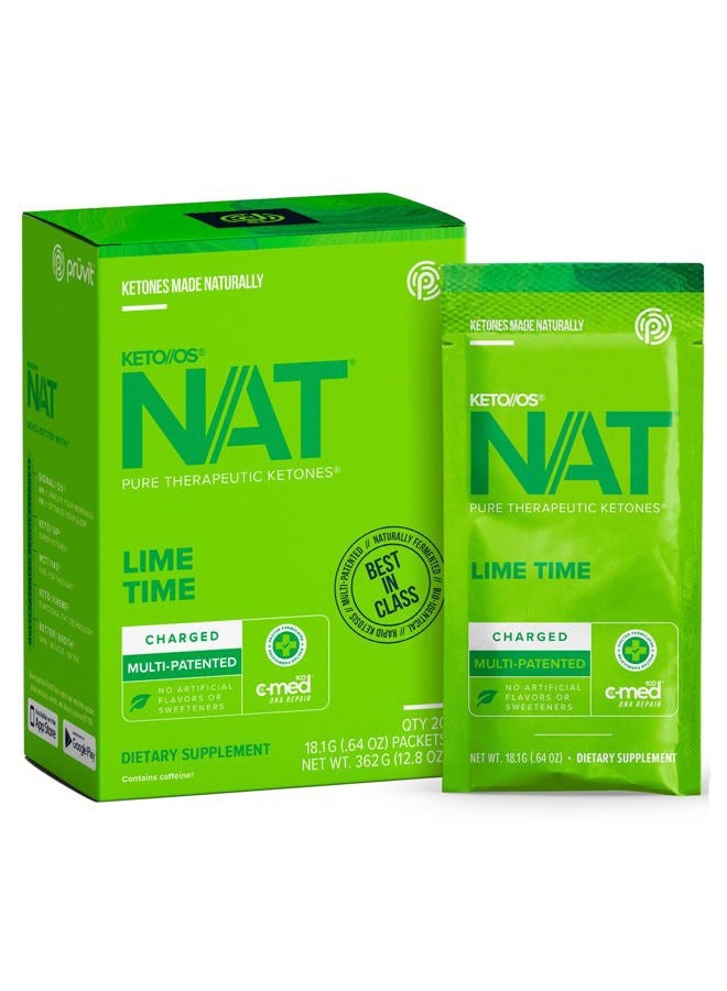 Pruvit Keto//OS NAT Lime Time Keto Supplements – Charged - Exogenous Ketones - BHB Salts Ketogenic Supplement for Workout Energy Boost for Men and Women (20 Count) - Image 1