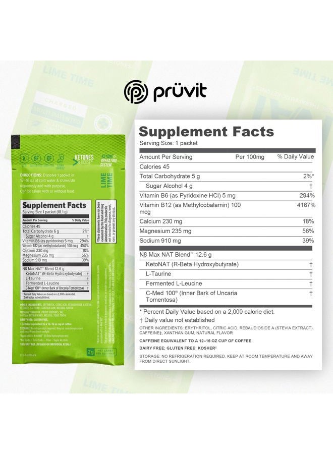 Pruvit Keto//OS NAT Lime Time Keto Supplements – Charged - Exogenous Ketones - BHB Salts Ketogenic Supplement for Workout Energy Boost for Men and Women (20 Count) - Image 2