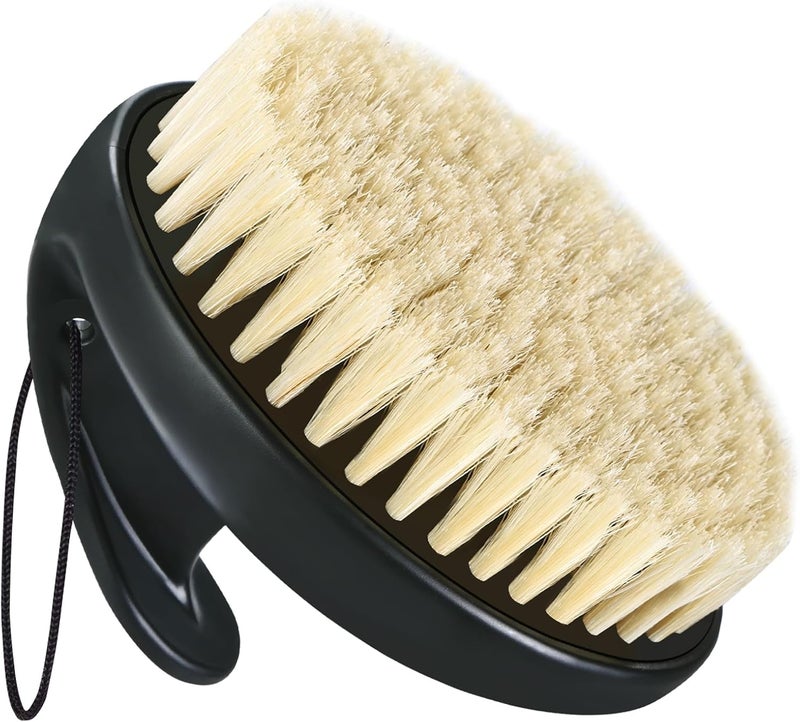 VANZAVANZU Dry Brushing Body Exfoliating Brush AntiSlip Body Scrubber for Shower Natural Boar Bristles Bath Brush for Deep Cleansing Softening Skin Improve Circulation BlackBoar Bristles - Image 1