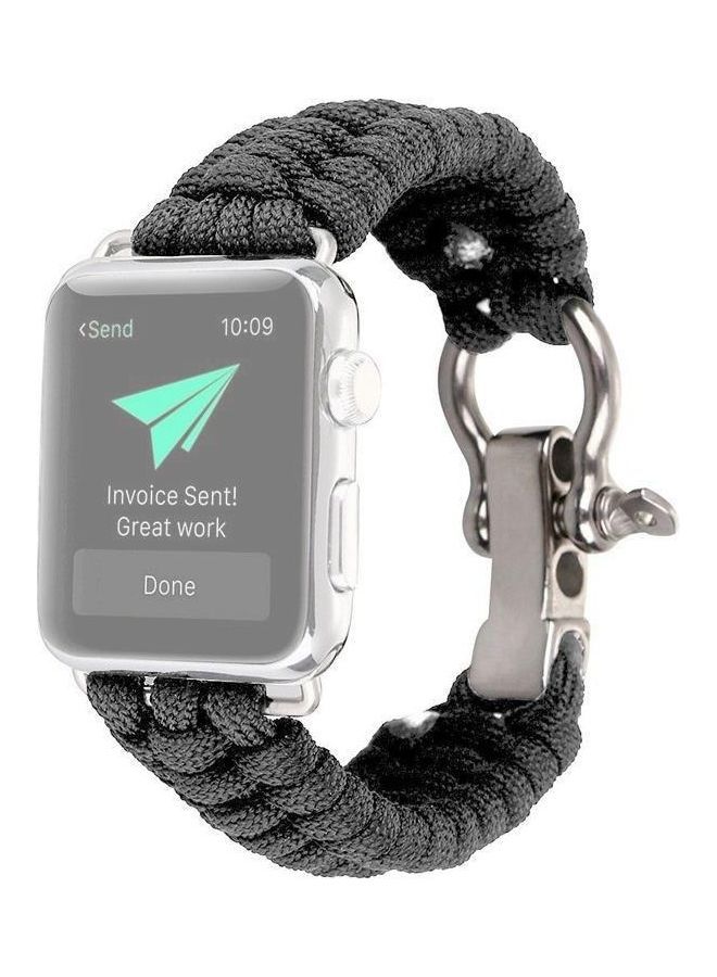 NIBEMINENT Umbrella Cord Nylon Braided Strap For Apple Watch Series 7/6/5/4/3/2/1/SE 45/44/42mm Grey - Image 1