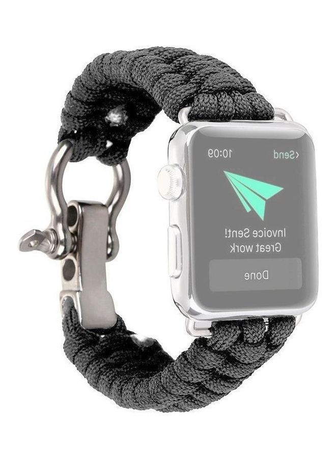 NIBEMINENT Umbrella Cord Nylon Braided Strap For Apple Watch Series 7/6/5/4/3/2/1/SE 45/44/42mm Grey - Image 2
