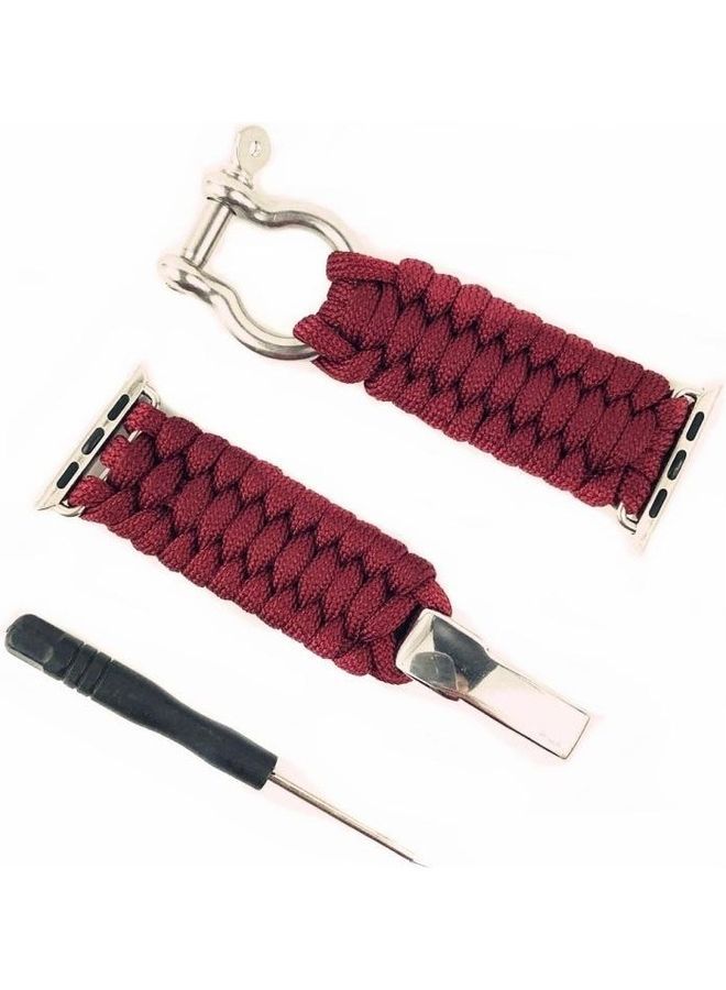NIBEMINENT Umbrella Cord Nylon Braided Strap For Apple Watch Series 7/6/5/4/3/2/1/SE 45/44/42mm Grey - Image 4