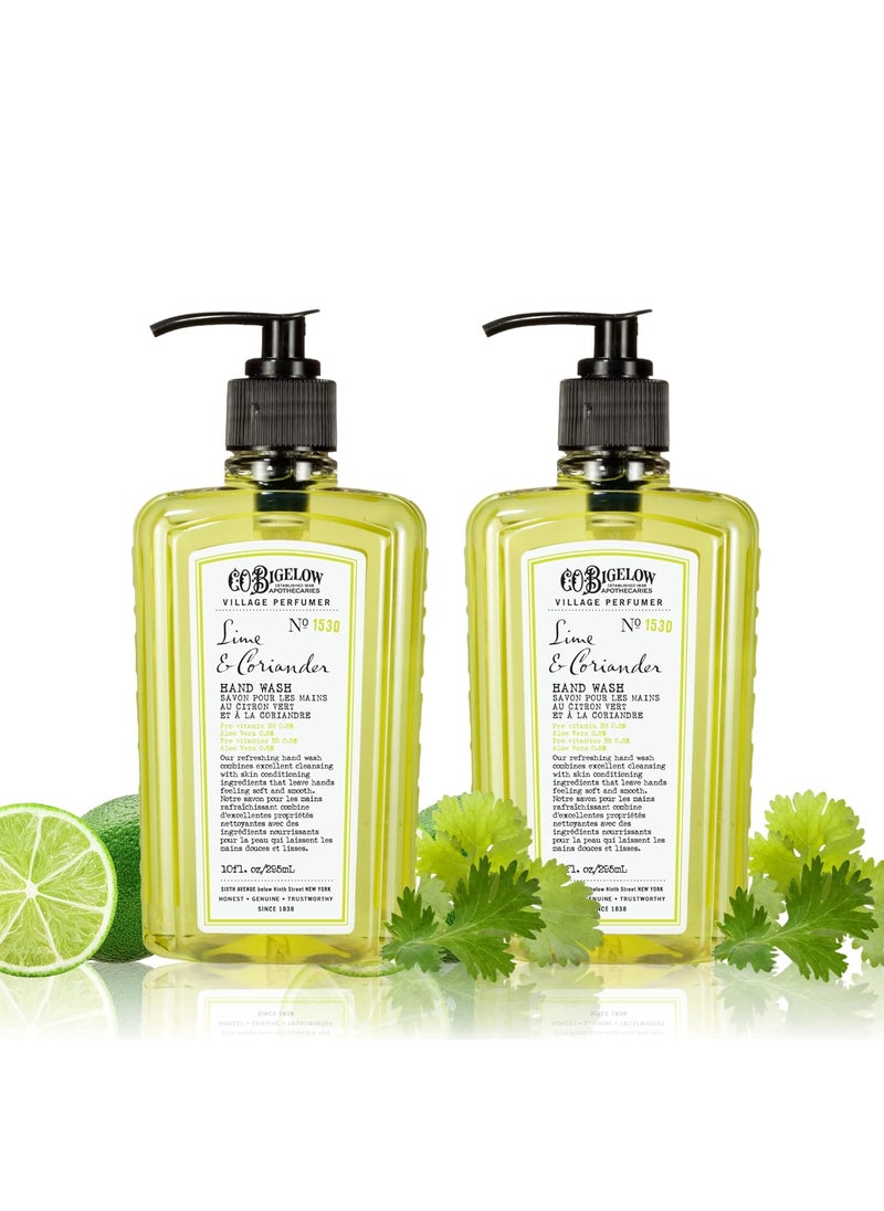 C. O. Bigelow CO Bigelow Hand Wash Lime Coriander Soap No 1530  Village Perfumer Moisturizing Hand Wash for Bathroom  Kitchen with Aloe Vera 10 fl oz Pack of 2 