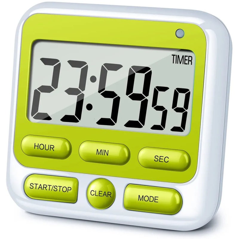 Electronic Timer: 8*8*2 Cm Black ABS Plastic - Silent & 70-90Db Loud Alarm Magnetic Back Power-Saving Timer for Kitchen, Study, Fitness & Daily Timing Needs