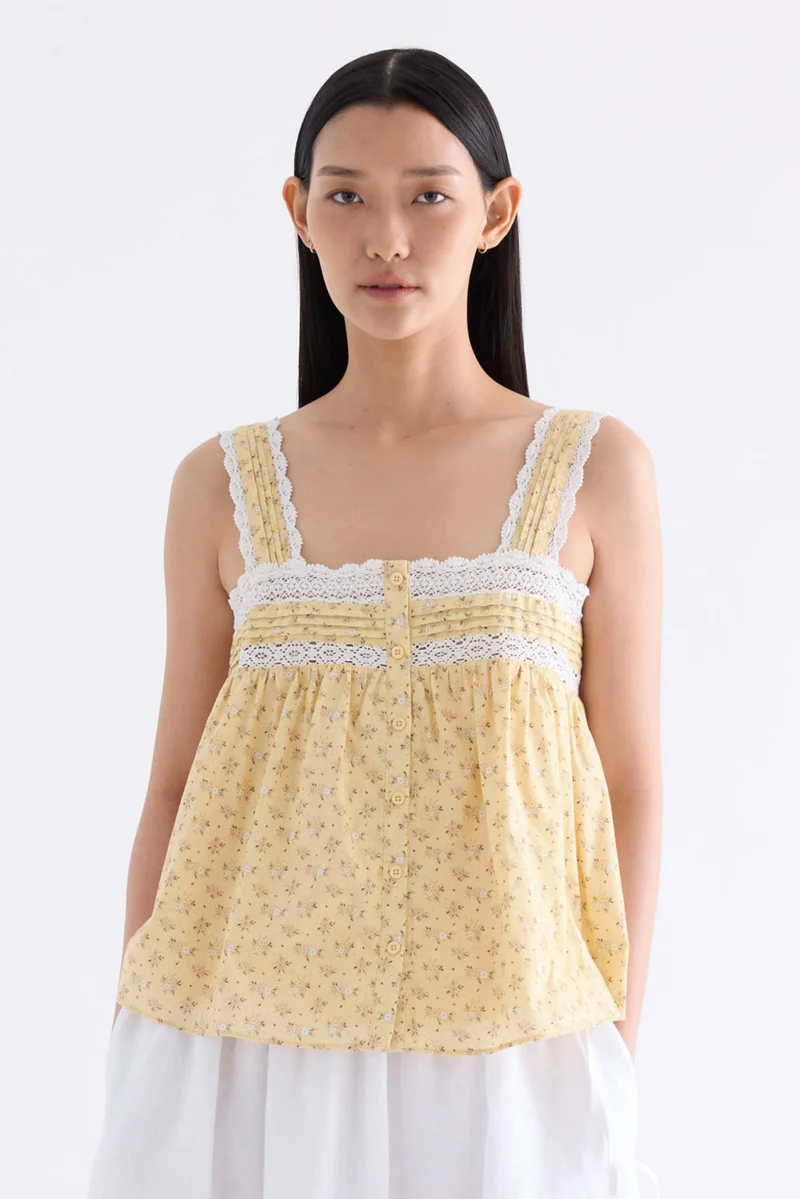 ذا اديتورز ماركت Odette Lace-Trim Empire Top