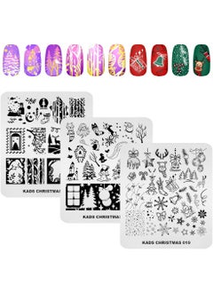 KADS KADS 3PCS Nail Art Stamping Plates Christmas Snowflake Santa Christmas Socks Tree Bell Nail Stamp Template for DIY Nail Decoration 