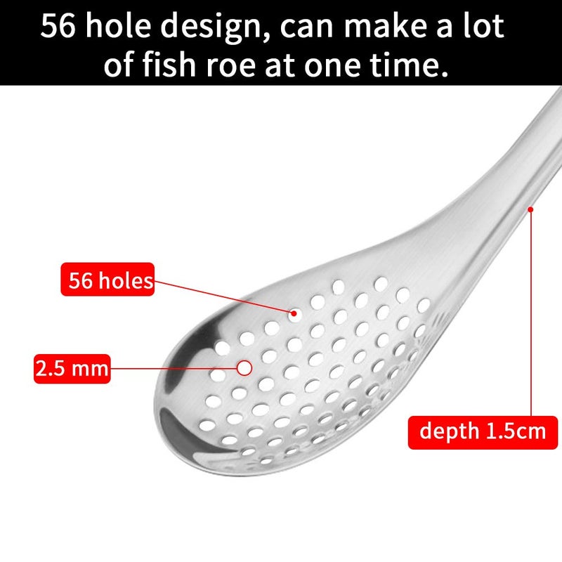 LINALL ملعقة كروية - مجموعة من 2 ملعقة كروية من الفولاذ المقاوم للصدأ ملعقة مطبخ مشقوقة جزيئية - Kicw0071 (فضي) - Image 4