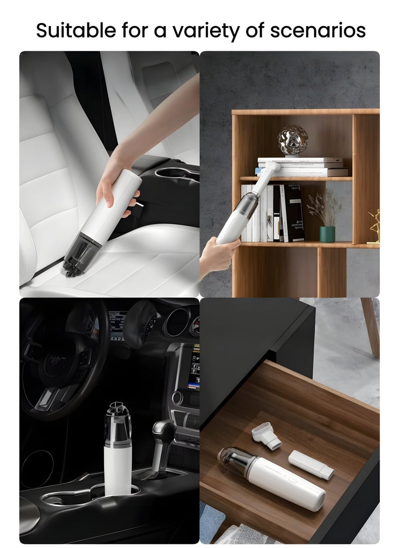 مكنسة كهربائية يدوية صغيرة لاسلكية، مكنسة كهربائية محمولة قابلة لإعادة الشحن للسيارة والمكتب مزودة بفلتر HEPA، تصميم خفيف الوزن وصغير الحجم للمنزل والمكتب والسيارة - Image 5