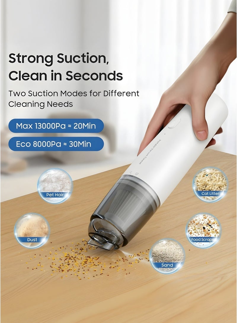 مكنسة كهربائية يدوية صغيرة لاسلكية، مكنسة كهربائية محمولة قابلة لإعادة الشحن للسيارة والمكتب مزودة بفلتر HEPA، تصميم خفيف الوزن وصغير الحجم للمنزل والمكتب والسيارة - Image 2