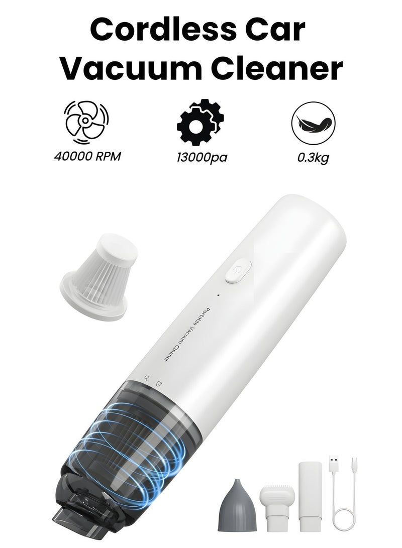 مكنسة كهربائية يدوية صغيرة لاسلكية، مكنسة كهربائية محمولة قابلة لإعادة الشحن للسيارة والمكتب مزودة بفلتر HEPA، تصميم خفيف الوزن وصغير الحجم للمنزل والمكتب والسيارة - Image 1