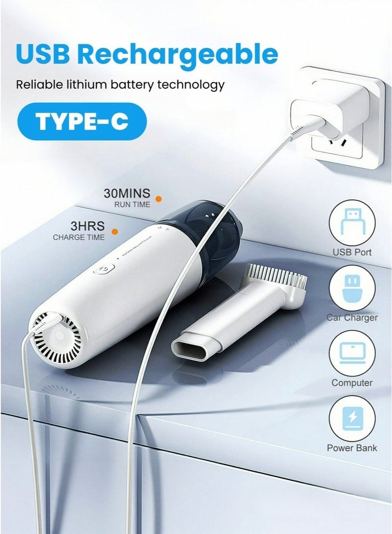Mini Cordless Handheld Vacuum Cleaner, Portable Rechargeable Car & Desktop Vacuum with HEPA Filter, Lightweight Compact Design for Home, Office & Vehicle - Image 3