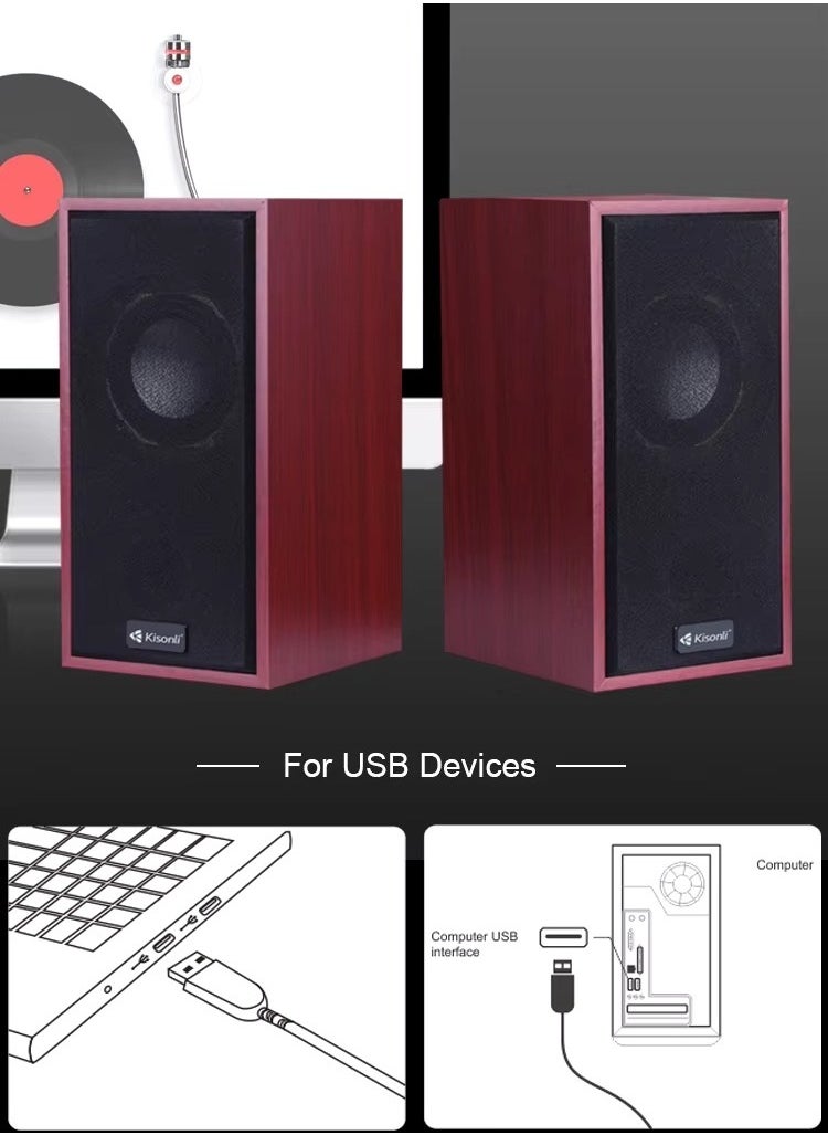 ماركة غير محددة - سماعات متعددة الوسائط T-002A USB 2.0، تصميم أنيق وجودة صوت عالية، طاقة 3 واط × 2 - Image 1