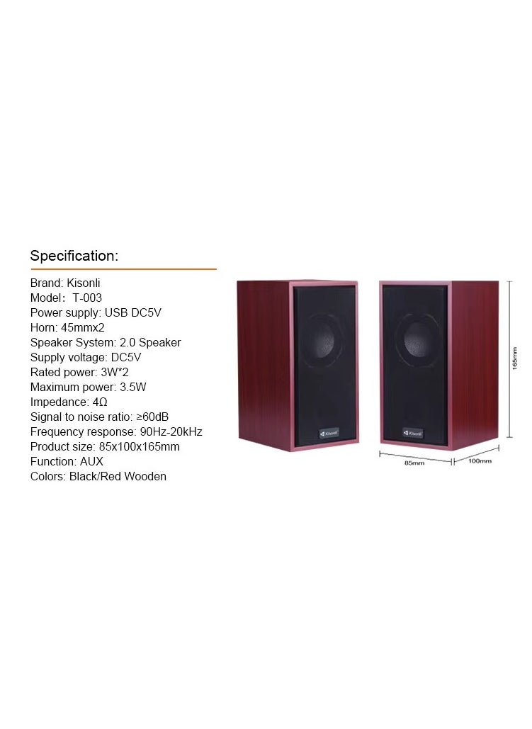 ماركة غير محددة - سماعات متعددة الوسائط T-002A USB 2.0، تصميم أنيق وجودة صوت عالية، طاقة 3 واط × 2 - Image 1