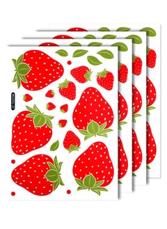 Excefore Wall Decals, Strawberry Wall Decals, Colorful PVC Stickers for Room Decor, Peel and Stick Fruit Wall Stickers for Living Room Background Kitchen Cabinet Window, 4 Sheets  - Image 1