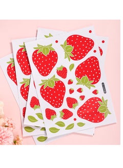 Excefore Wall Decals, Strawberry Wall Decals, Colorful PVC Stickers for Room Decor, Peel and Stick Fruit Wall Stickers for Living Room Background Kitchen Cabinet Window, 4 Sheets  - Image 2