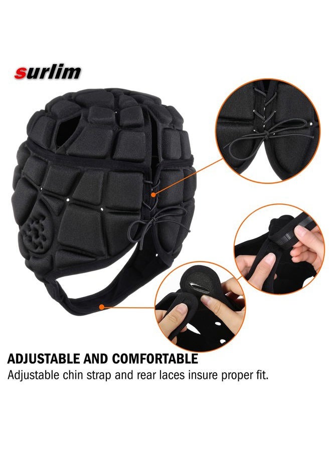 Surlim Rugby Helmet Headguard Headgear for Soccer Scrum Cap Soft Protective Helmet for Kids Youth Black Small - Image 4