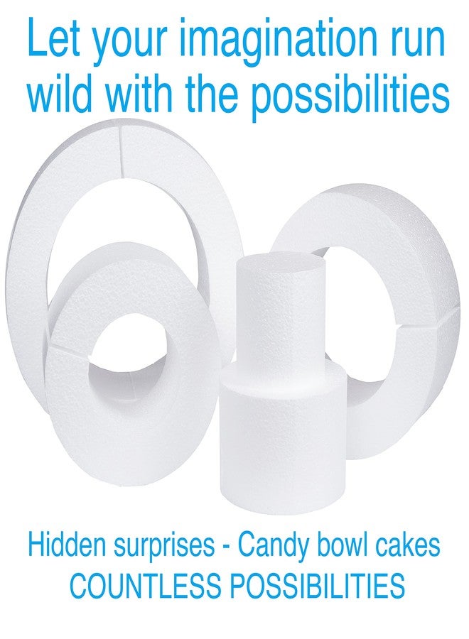 SilverlakeLLC Silverlake 5-Tier Round Cake Dummy Set - Nesting 4" H x 4,6,8,10 & 12" Dia Discs for Styrofoam Baking Display Projects - Image 2