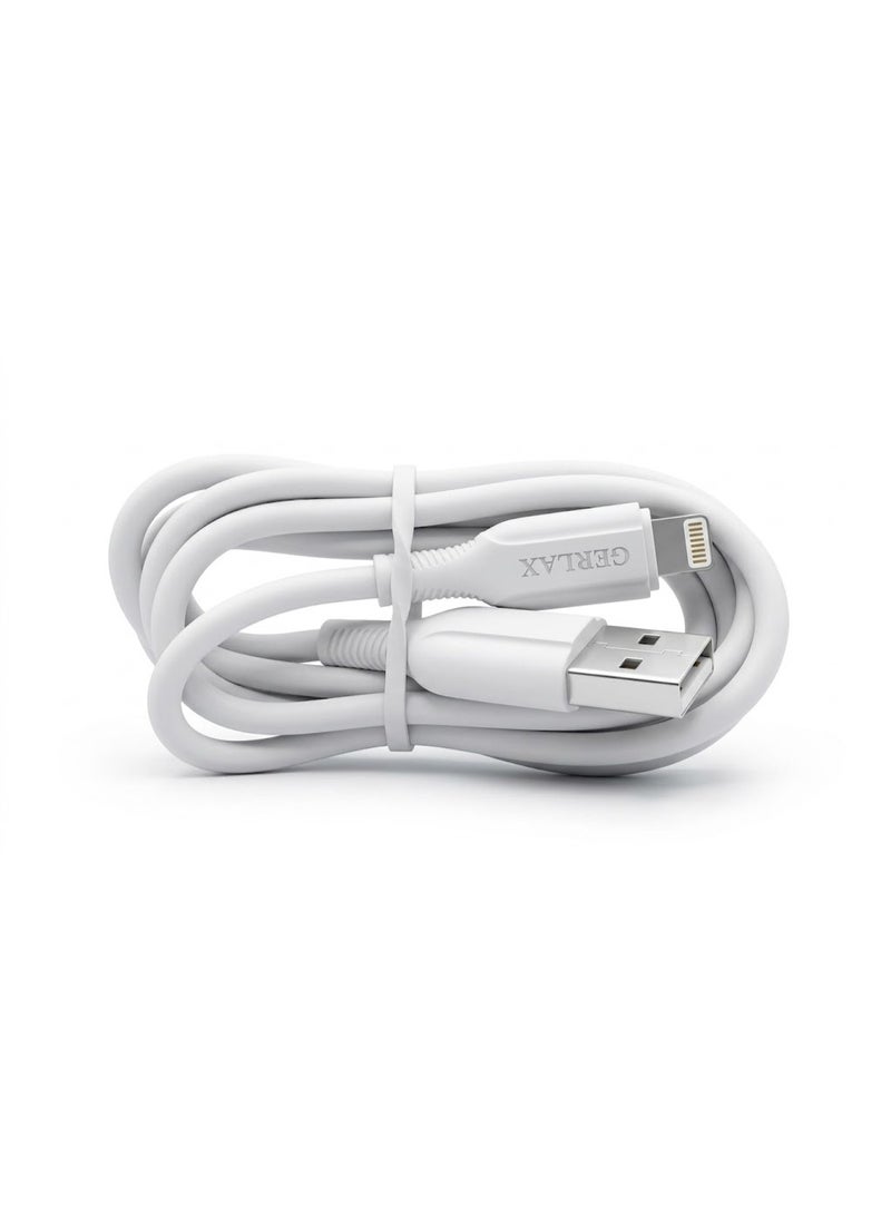 جيرلاكس كابل USB إلى Lightning للشحن السريع ونقل البيانات (تيار 9 أمبير)، بطول متر واحد ومصنوع من مادة PVC، متوافق مع أجهزة iPhone وiPad وAirPods وأجهزة Apple؛ يتميز بمتانة عالية ويدعم تقنية توصيل الطاقة السريع (Power Delivery) ومزامنة البيانات. - Image 1