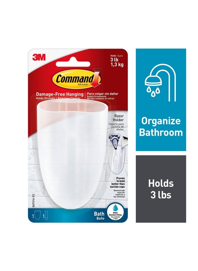 Command Bath Razor Holder  Clear Frosted  1-Holder  1- Water-Resistant Strip  Organize Damage-Free  - Image 2