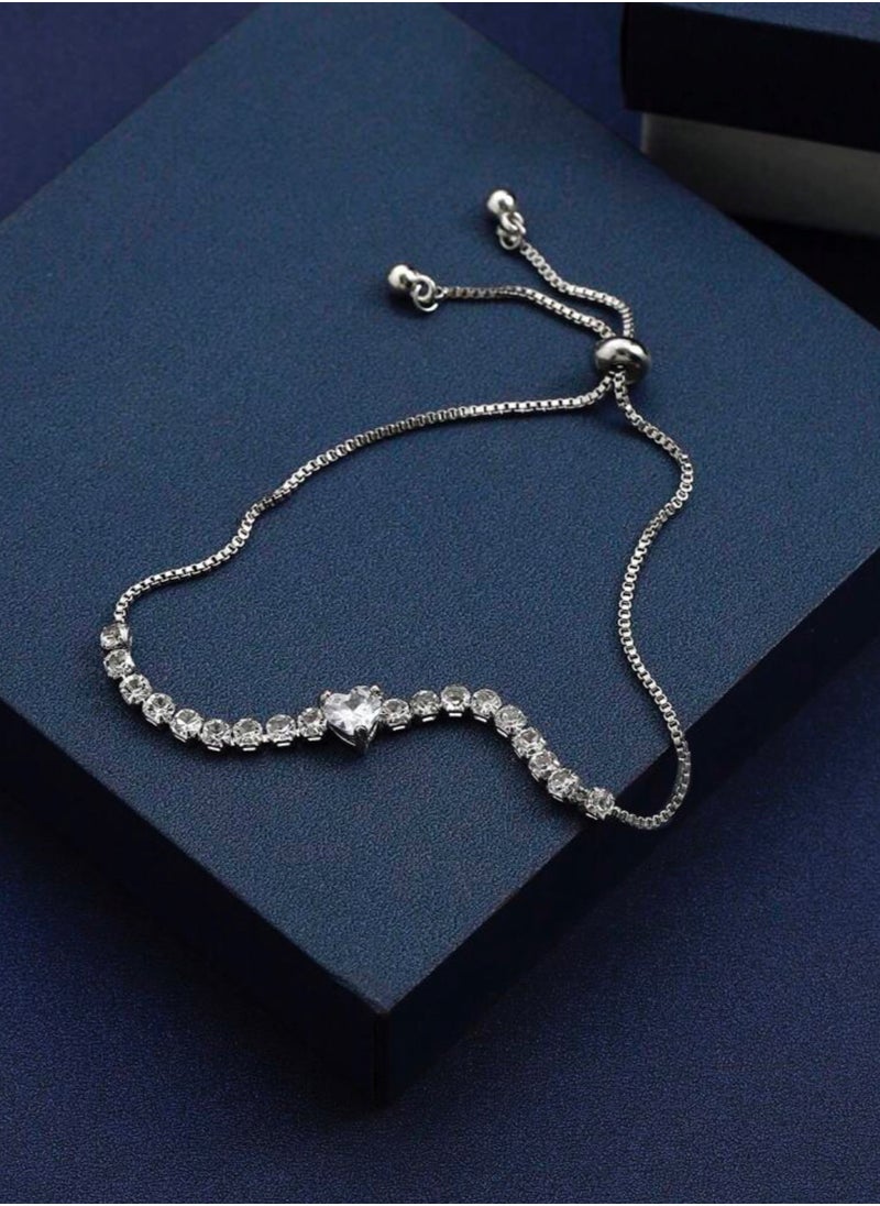 Equal - Luxury & Elegant Women's Silver Plated Bracelet Cubic Zirconia - Image 1