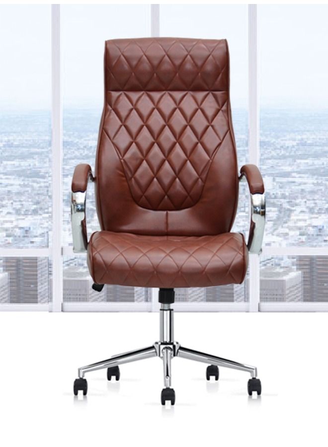 Multi Home Furniture Ergonomic Office Chair Computer Desk Chair PU Material Steel Structure Smooth Lumbar Support MH-515-BROWN Adjustable - Image 1