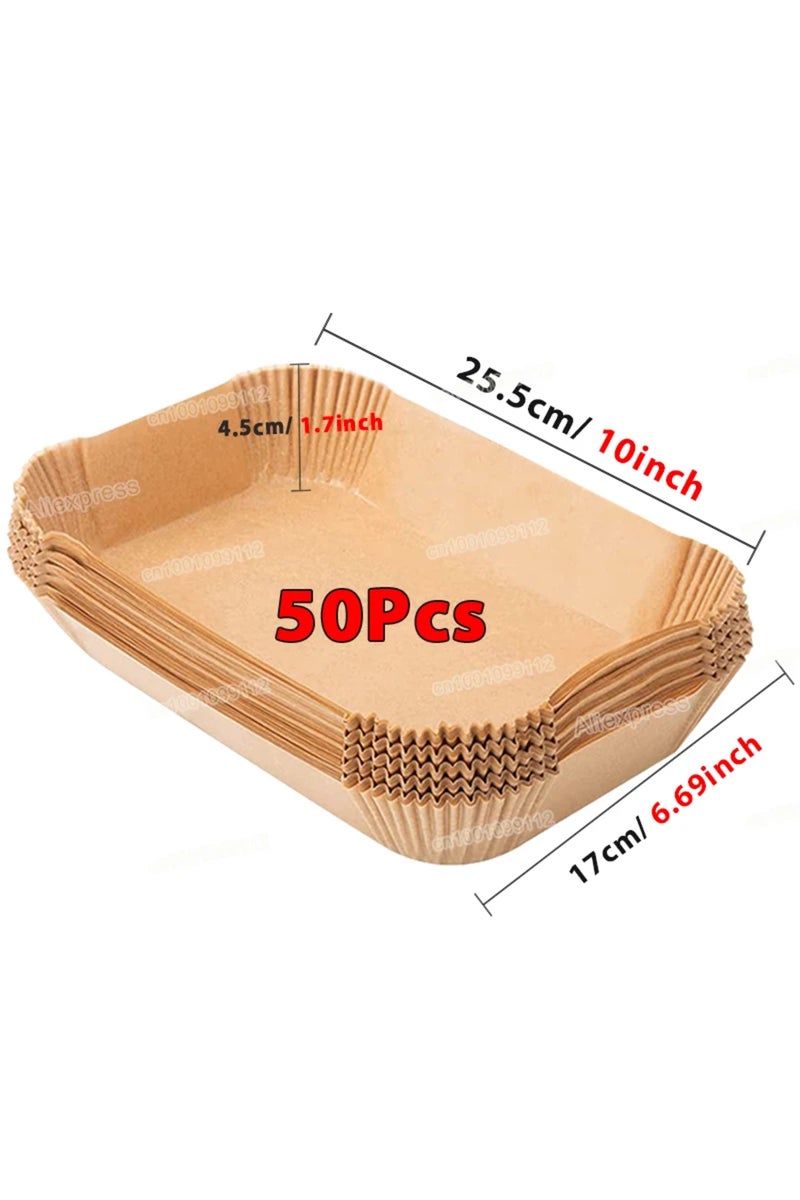 Rectangle-50pcs 50/100Pcs Air Fryer Disposable Paper Non-Stick Airfryer Baking Papers Round Air-Frye