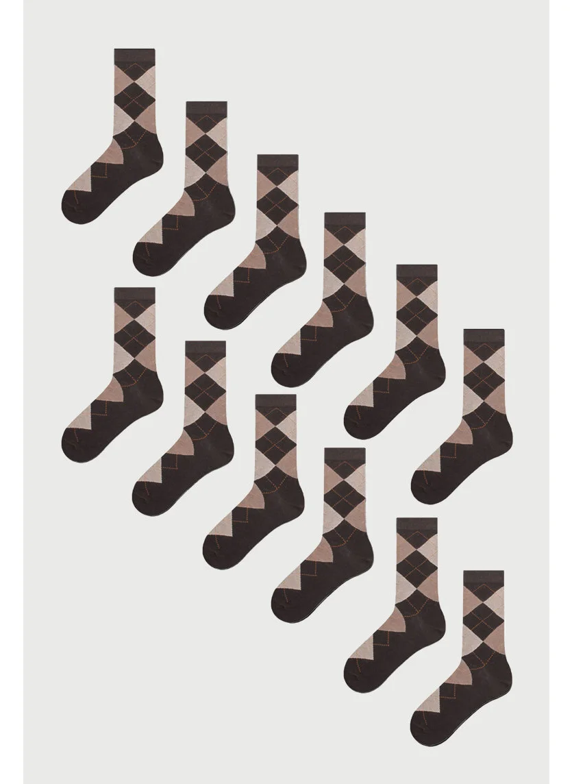 Mem Socks 12-Piece Plaid Patterned Men's Socks